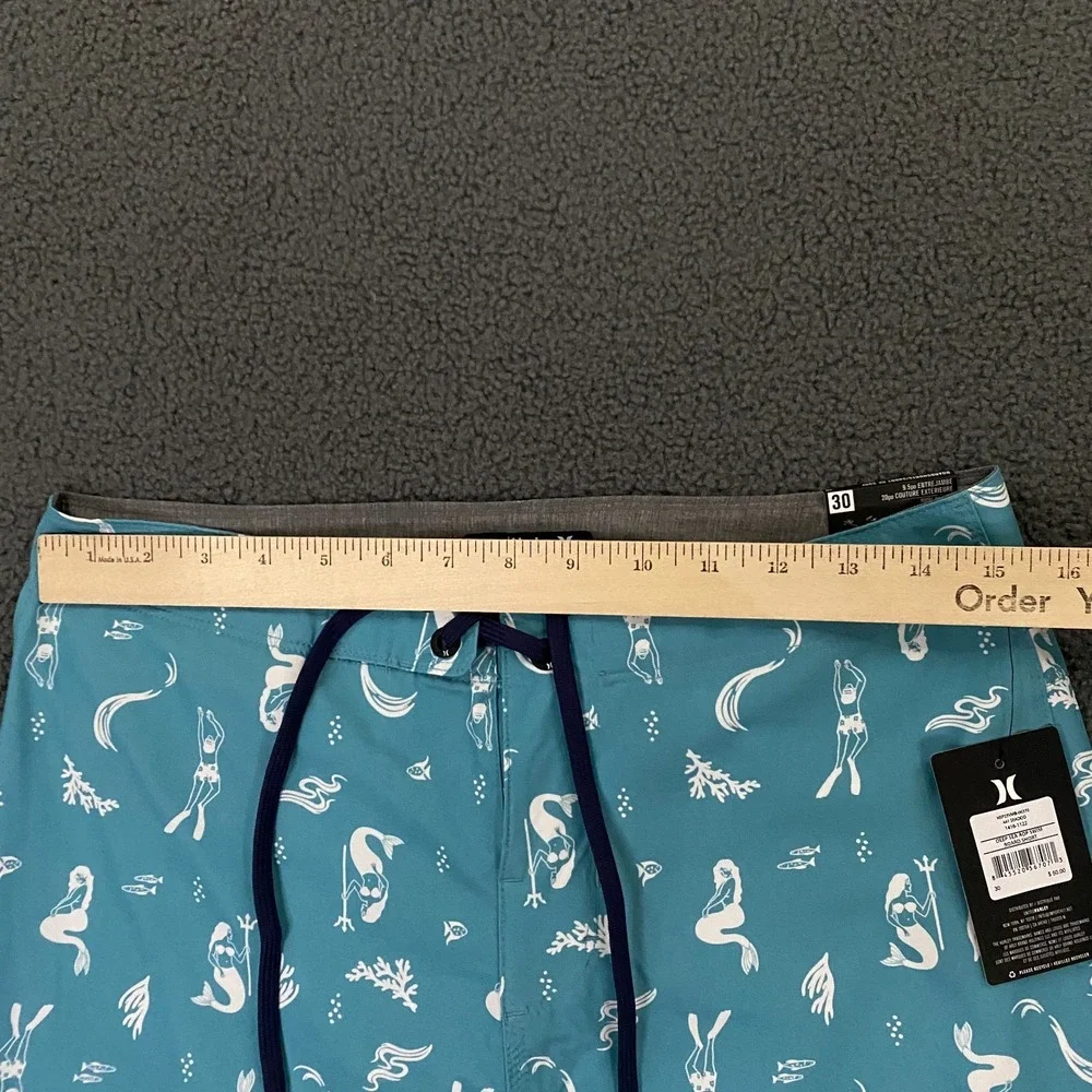 Hurley Deep Sea AOP Swim Board Short Mens 30 Blue Seadoo 9.5